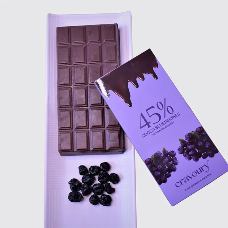 45% cocoa blueberry bar (120gm)