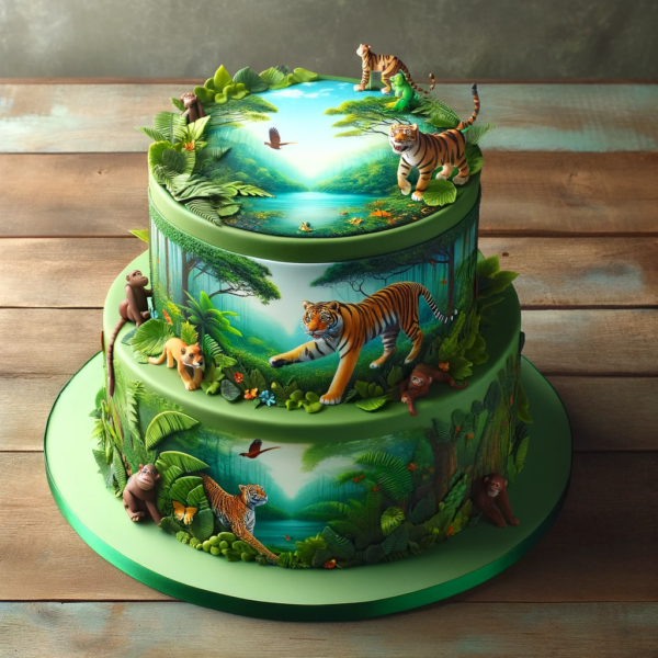 Jungle Theme Cake With Animal