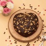 chocolate walnut choco chips heart cake